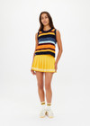 THE UPSIDE women's multicoloured stripe organic cotton Nelson Knit Crop Vest. Perfect for layering and everyday wear.