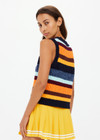 THE UPSIDE women's multicoloured stripe organic cotton Nelson Knit Crop Vest. Perfect for layering and everyday wear.