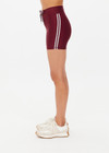 THE UPSIDE women's merlot Oxford 4 Inch Spin Short features an elastic drawcord through waist with mint side seam stripes. Made for yoga & pilates.