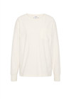 THE UPSIDE women's cream recycled cotton Soho Cara Long Sleeve Top is designed for a relaxed fit and features a ribbed neck and cuffs and a patch pocket at front. Made for everyday leisure.