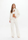 THE UPSIDE women's natural Bow n Arrow Valley Zip Jacket is made from jacquard. The zip up jacket features elasticated cuffs and hem. Designed for comfort.