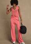 THE UPSIDE women's pink organic cotton Fenway Wales Knit Tank is designed for a relaxed fit and features an open knit construction. The perfect summer wardrobe addition.