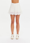 THE UPSIDE women's cream Agni Elysia Knit Skirt is designed for a regular fit and features a chevron knit design and an elasticated waistband with drawcord. The perfect vacation piece.
