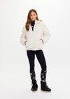 THE UPSIDE women's silver metallic Lotti Reversible Puffer Jacket features a zip opening and pockets lined with polar fleece. Designed for Après-ski and winter wear.