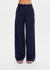 THE UPSIDE women’s navy Mira Wide Leg Pant is high-waisted made from quick-dry fabric, with a structured waistband and fly zip closure. Perfect for everyday.