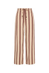 THE UPSIDE women's stripe organic cotton Baja Charli Drawstring Pant is low-rise with a straight leg, soft elastic waistband, and wooden bead ends on drawcord. Made for lifestyle.