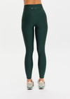 THE UPSIDE women’s recycled green Maneki 25In Legging features quick-dry fabric, contrast blue and butter side binds, and an elastic drawcord waist. Made for yoga and pilates.