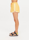THE UPSIDE women's yellow Klio Short is designed for a mid-rise, relaxed fit and features a soft elasticated waistband with drawcord and contrast binds in cream along curved hem. Made for everyday.