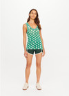 THE UPSIDE women's green Latania Wales Knit Tank is relaxed fit with a geometric print and striped knitted rib neckline. Made for lifestyle.