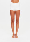 THE UPSIDE women's white Palais Rib Fox Shortie is designed to be worn under sheer garments and features a folded waistband in a soft ribbed fabrication. Made for lifestyle.