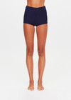 THE UPSIDE women's navy Palais Rib Fox Shortie is designed to be worn under sheer garments and features a folded waistband in a soft ribbed fabrication. Made for lifestyle.