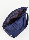 THE UPSIDE navy Barre Tote is fully insulated with multi internal pockets, a zip closure and an adjustable and removable shoulder strap. Made for everyday wear.