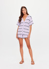 THE UPSIDE women's lilac organic cotton Amara Amayah Knit Shirt is a relaxed fit and features an open knit heart design and pearlised shell buttons. Made for tennis, golf & pickleball.