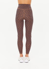 THE UPSIDE women's navy & camel recycled jacquard Castilla 25inch Legging is high-rise with a V panel waistband. Made for yoga & pilates.