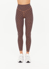 THE UPSIDE women's navy & camel recycled jacquard Castilla 25inch Legging is high-rise with a V panel waistband. Made for yoga & pilates.