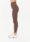THE UPSIDE women's navy & camel recycled jacquard Castilla 25inch Legging is high-rise with a V panel waistband. Made for yoga & pilates.
