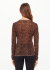 THE UPSIDE women's leopard linen Ludlow Ada Long Sleeve Knit is a regular fit, lightweight crew neck featuring a stripped rib neckline. Made for everyday wear.