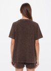 THE UPSIDE women's brown recycled cotton Soho Eva Crew Neck Tee features a relaxed fit with a soft brushed design and a ribbed neckline. Made for lifestyle.