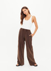 THE UPSIDE women's brown recycled cotton Soho Tokio Wide Leg Pant offers a high-rise with a wide leg design, elasticated waistband and front pockets in side seam. Made for lifestyle.