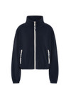 THE UPSIDE women’s navy recycled Sol Fleece Jacket offers a relaxed fit and features a zip through front, front zip pockets, elasticated waist and cuffs and contrast paracord zip pullers. Made for lifestyle.