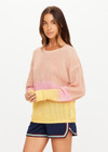 THE UPSIDE women’s tie dye 100% organic cotton Sebastian Knit Crew is a relaxed fit crew neck sweater and features an open knit construction and ribbed neckline and cuffs. Made for lifestyle.