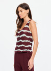 THE UPSIDE women’s tie dye 100% linen Rio Sapna Tank Top is designed for a regular fit and features a scoop neckline, button front closure and bound armholes and neckline. Made for lifestyle.