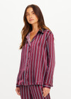 THE UPSIDE women’s stripe 100% silk Capela Billy Silk Shirt is a relaxed fit long sleeve button up and features a collar, button cuffs and stripe satin finish. Made for lifestyle.