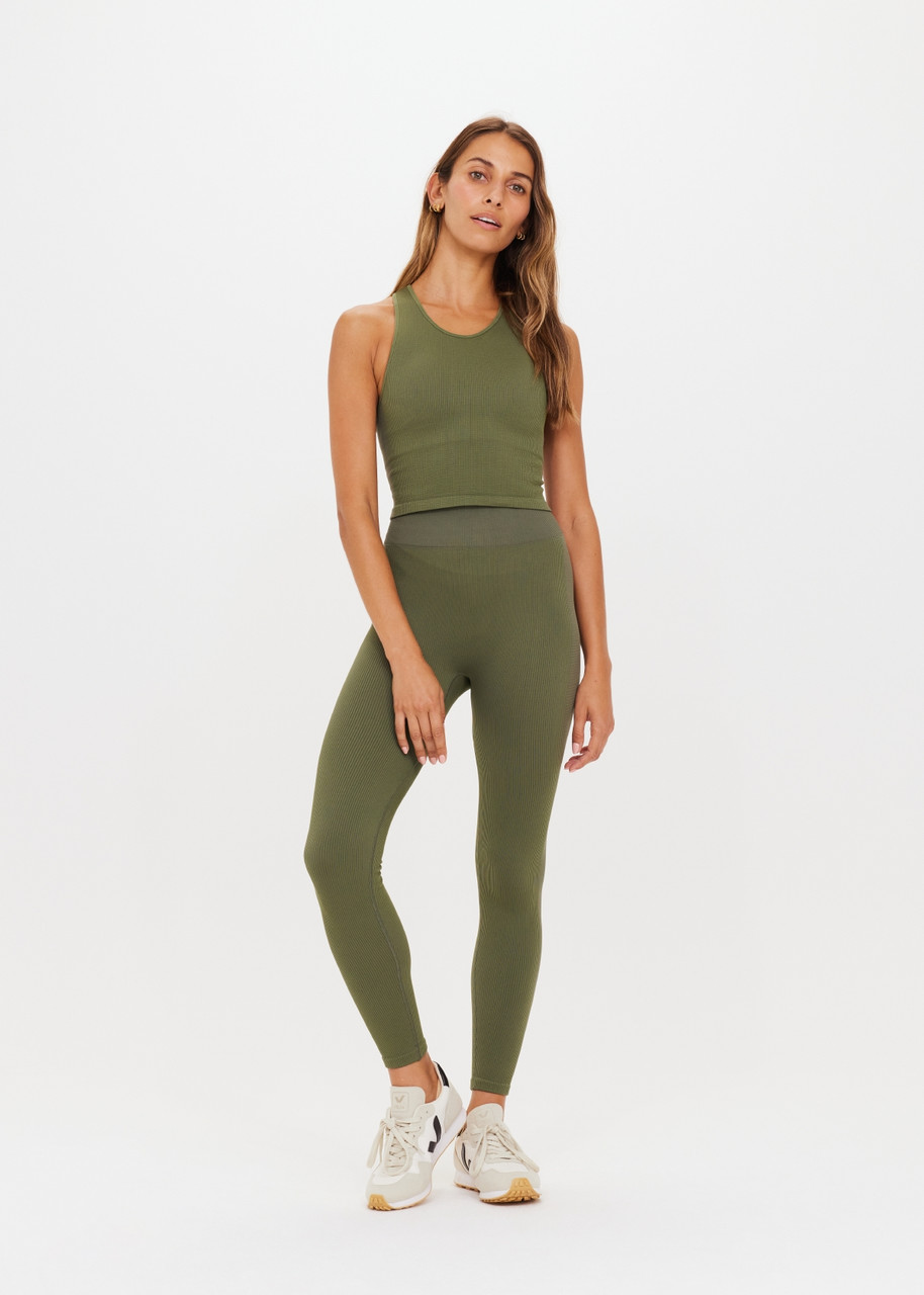 Khaki Ribbed Seamless Leggings