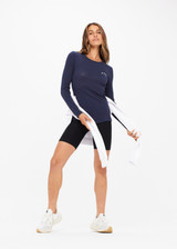 RIB CHRISSY LONG SLEEVE TOP - INDIGO [USW222120]