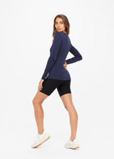RIB CHRISSY LONG SLEEVE TOP - INDIGO [USW222120]