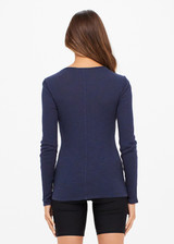RIB CHRISSY LONG SLEEVE TOP - INDIGO [USW222120]