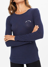 RIB CHRISSY LONG SLEEVE TOP - INDIGO [USW222120]