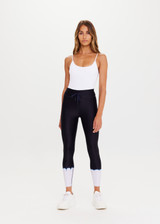 THE UPSIDE Halo 25inch Midi Pant in Navy is a sustainable 7/8 length legging in our Halo tie dye print with a drawcord through the waist.