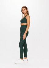 THE UPSIDE Peached Jade Bra in Dark Green is a recycled full coverage bra with scooped T bar back, internal elastic underbust and removable cups.