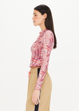 THE UPSIDE Luella Long Sleeve in our Tie Dye print is a sustainable fitted long sleeve top with raw edge seam detail and a mock neck.