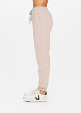 THE UPSIDE Silvermoon Blake Trackpant in Natural is a sustainable organic cotton classic fit track pant with elasticated cuffs, drawstring waist and pockets.