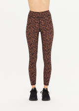 THE UPSIDE Biarritz 25inch Midi Pant in Leopard print is a recycled mid-rise 25inch length legging with a soft folded waistband.