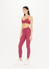 THE UPSIDE Talamanca 25inch Midi Pant in our Raspberry Paisley Print is a recycled mid-rise 25” length legging with a soft folded waistband.