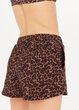 THE UPSIDE Biarritz Billie Short in Leopard print is a mid-rise curved hem short with pockets and elasticated at waist.