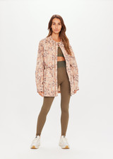 THE UPSIDE Henley Rover Utility Jacket in our Desert Camo print is a sustainable organic cotton utility jacket with pockets, zipper and press stud placket closure, internal cotton drawcord at waist and shoulder panel detailing.