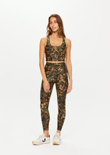 THE UPSIDE Basecamp 25inch Pocket Midi Pant in our Basecamp Camo print is a recycled mid-rise 25” length legging with pockets and drawcord at waistband.