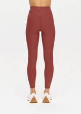 THE UPSIDE womens red-brown Ribbed 25In Midi Pant made with Ultra Soft Recycled Rib fabric features a v-shaped high rise waistband, designed for everyday support and wear.