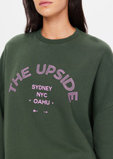 新品 THE UPSIDE ジ アップサイド スウェット クルーネック JETSET PALOMA CREW in DEEP FOREST | The UPSIDE
