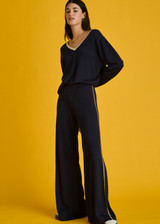 【THE MOZZ】Poleu Two Way Knit Setup Pants GREENWICH ALIGHT KNIT PANT in NAVY | The UPSIDE