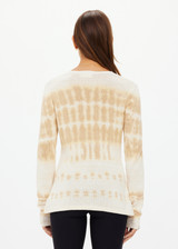 THE UPSIDE women's beige hand tie dyed Amana Long Sleeve Knit Top is made from organic cotton. This lightweight, long sleeve knitted top is designed for everyday wear and recovery.