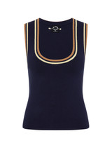 NKNIT rib mini tank top(navy、yellow) JOEY KNIT TANK TOP in NAVY | The UPSIDE