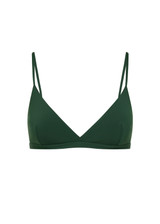 THE UPSIDE women's green Sunbathing in Capri Fixed Tri is made from recycled fabric. The triangle bikini features adjustable strap and back clip. Designed for swim.