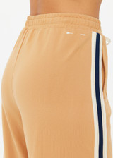 THE UPSIDE women's yellow Le Sport Marine Wide Leg Pant is a high-rise fit with an elasticated waistband and drawcord, featuring side seam pockets. Perfect for everyday.