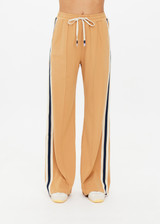 THE UPSIDE women's yellow Le Sport Marine Wide Leg Pant is a high-rise fit with an elasticated waistband and drawcord, featuring side seam pockets. Perfect for everyday.