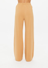 THE UPSIDE women's yellow Le Sport Marine Wide Leg Pant is a high-rise fit with an elasticated waistband and drawcord, featuring side seam pockets. Perfect for everyday.